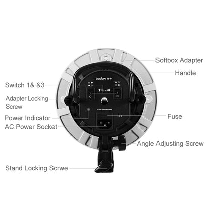 Godox TL-4 4 in 1 E27 Socket Tricolor Bulb Light Lamp Head Mount