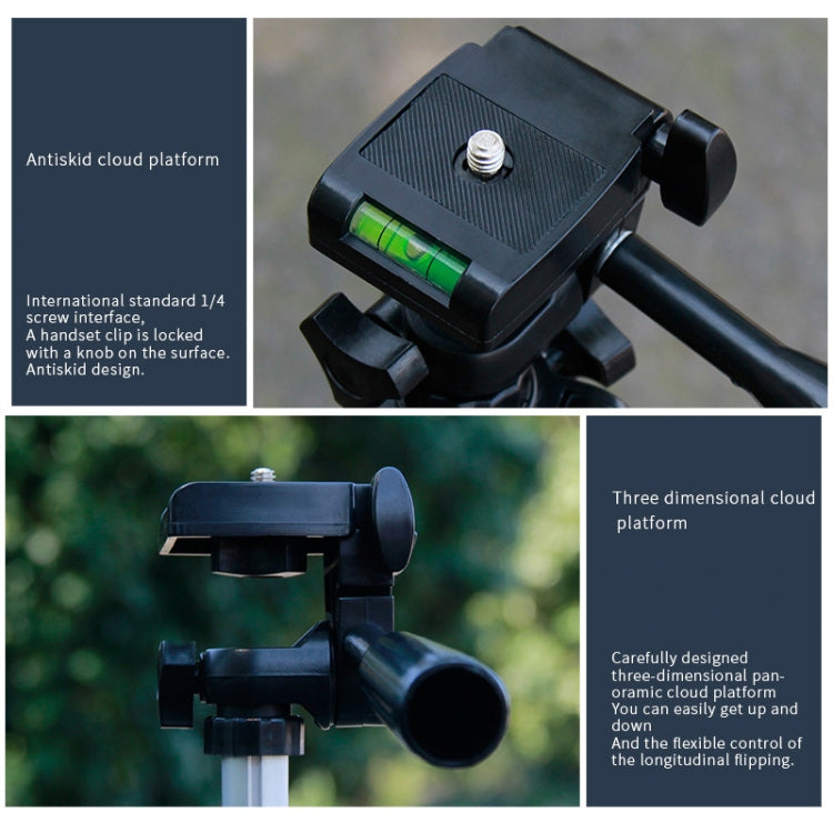 130cm 4-Section Folding Aluminum Alloy Tripod Mount with Three-Dimensional Head
