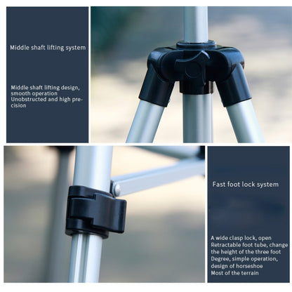 130cm 4-Section Folding Aluminum Alloy Tripod Mount with Three-Dimensional Head