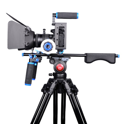 YELANGU D222 Dual Handles Camera Shoulder Mount + Camera Cage Stabilizer Kit with Matte Box + Follow Focus for DSLR Camera / Video Camera