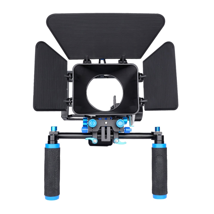 YELANGU D222 Dual Handles Camera Shoulder Mount + Camera Cage Stabilizer Kit with Matte Box + Follow Focus for DSLR Camera / Video Camera