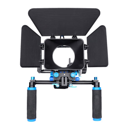 YELANGU D222 Dual Handles Camera Shoulder Mount + Camera Cage Stabilizer Kit with Matte Box + Follow Focus for DSLR Camera / Video Camera