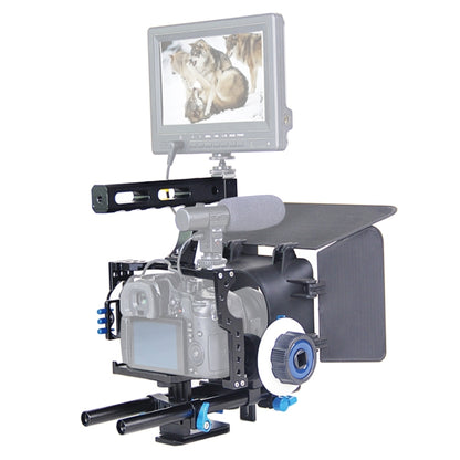 YELANGU YLG1105A Handle Video Camera Cage Stabilizer Kit with Matte Box & Follow Focus for Panasonic Lumix DMC-GH4 & G7 / Sony A7 & A7S & A7R & A7RII & A7SII