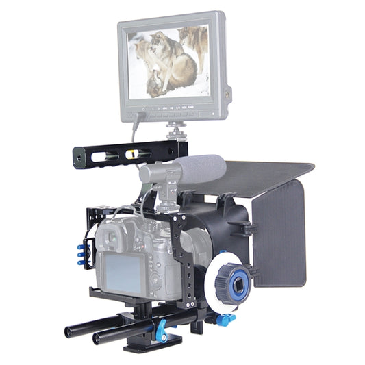 YELANGU YLG1105A Handle Video Camera Cage Stabilizer Kit with Matte Box & Follow Focus for Panasonic Lumix DMC-GH4 & G7 / Sony A7 & A7S & A7R & A7RII & A7SII