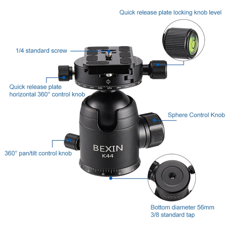 حامل كاميرا ثلاثي القوائم قابل للطي من ألياف الكربون من BEXIN RC334، RC334