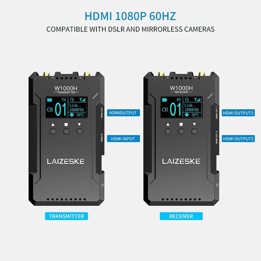 نظام نقل الفيديو اللاسلكي LAIZESKE W1000H بمنفذ HDMI بطول 1000 قدم، W1000H