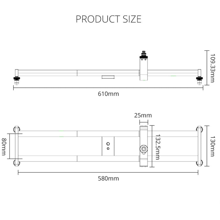 YELANGU YLG0119A 60cm Splicing Slide Rail Track + Trolley Rail Buckle for SLR Cameras / Video Cameras