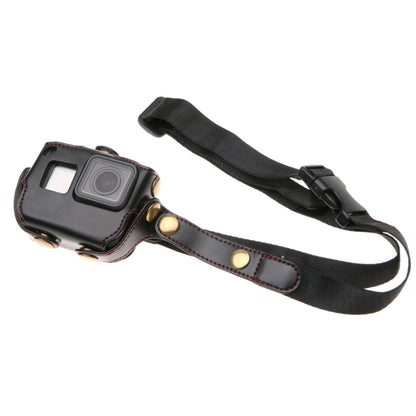 For GoPro HERO7 Black /6 /5  PU Leather Housing Case with Neck Strap & Buttons, PU Leather (Brown), PU Leather (Coffee), PU Leather (Black)