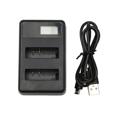 LCD Screen Dual Batteries Charger with USB Cable for Xiaoyi 4K Sport Camera, Displays Charging Capacity (XM47), LCD Screen Battery Charger