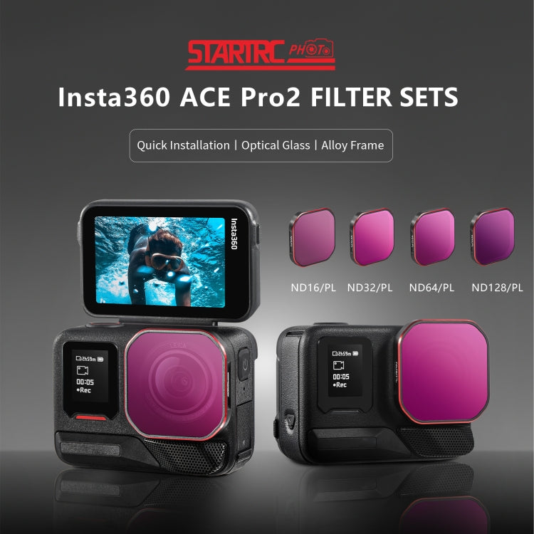 فلتر عدسة الكاميرا STARTRC 4 في 1 لكاميرا Insta360 Ace Pro 2 ND16PL وND32PL وND64PL وND128PL