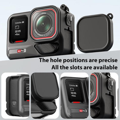 For Insta360 Ace Pro 2 Silicone Protective Case with Wrist Strap & Lens Cover, For Insta360 Ace Pro 2