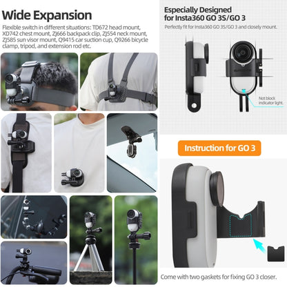 For Insta360 GO 3S / GO 3 Sunnylife Foldable Vertical-Horizontal Mount Adapter Protective Frame Brackets Housing Case, Vertical-Horizontal Mount