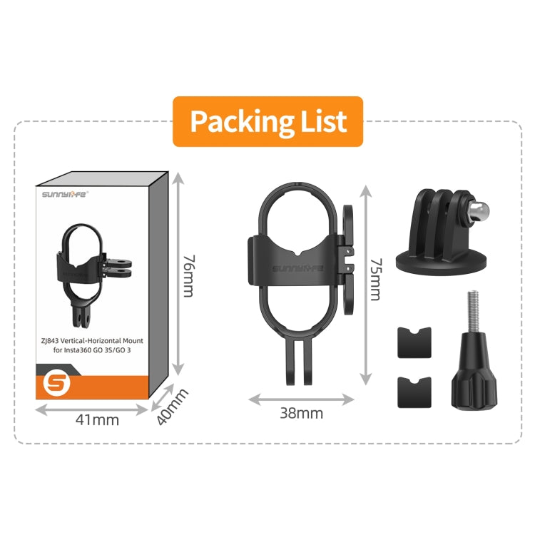 For Insta360 GO 3S / GO 3 Sunnylife Foldable Vertical-Horizontal Mount Adapter Protective Frame Brackets Housing Case, Vertical-Horizontal Mount