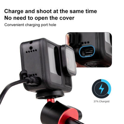 غطاء واجهة البطارية الجانبية من بلاستيك ABS من PULUZ مع قابس سيليكون لكاميرا GoPro HERO13 أسود/12 أسود/11 أسود/10 أسود/9 أسود