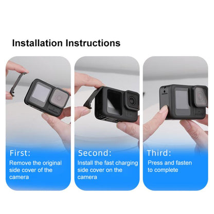 غطاء واجهة البطارية الجانبية من بلاستيك ABS من PULUZ مع قابس سيليكون لكاميرا GoPro HERO13 أسود/12 أسود/11 أسود/10 أسود/9 أسود