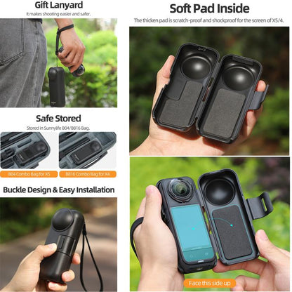 غطاء حماية للشاشة والعدسة المدمجة من Sunnylife مع حزام لكاميرا Insta360 X5 / X4