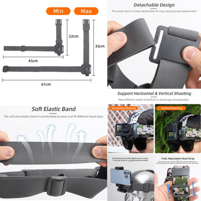 Sunnylife TD672 Adjustable Head Strap Vlog POV Mount Belt for GoPro, Insta360, DJI Osmo Action and Other Action Cameras