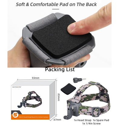 Sunnylife TD672 Adjustable Head Strap Vlog POV Mount Belt for GoPro, Insta360, DJI Osmo Action and Other Action Cameras