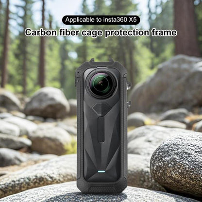 For Insta360 X5 Cold Shoe Carbon Fiber Texture ABS Plastic Protective Frame