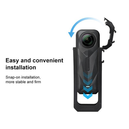 For Insta360 X5 Cold Shoe Carbon Fiber Texture ABS Plastic Protective Frame