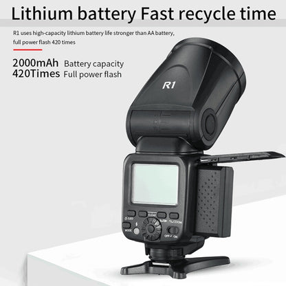 فلاش TRIOPO R1 76WS عالي السرعة TTL بسرعة 1/8000 ثانية لكاميرات Canon / Nikon DSLR، R1