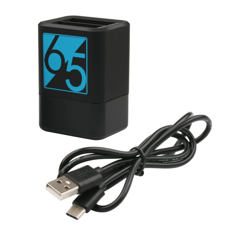 شاحن بطاريتين مع كابل USB-C / Type-C لكاميرات GoPro HERO6 /5، شاحن مع كابل TYPE-C