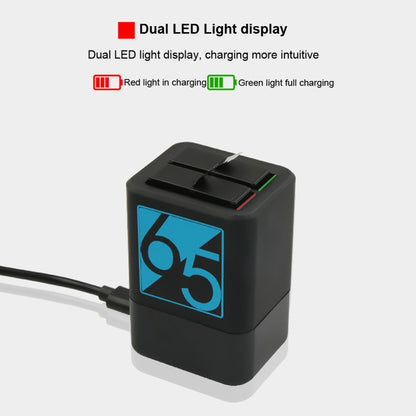 شاحن بطاريتين مع كابل USB-C / Type-C لكاميرات GoPro HERO6 /5، شاحن مع كابل TYPE-C