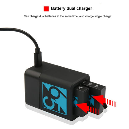 شاحن بطاريتين مع كابل USB-C / Type-C لكاميرات GoPro HERO6 /5، شاحن مع كابل TYPE-C