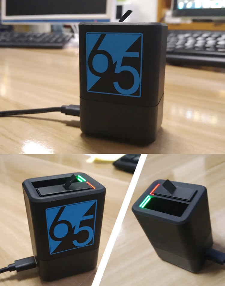 شاحن بطاريتين مع كابل USB-C / Type-C لكاميرات GoPro HERO6 /5، شاحن مع كابل TYPE-C