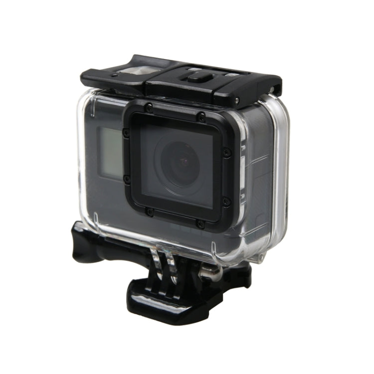 جراب واقٍ مقاوم للماء لكاميرا GoPro HERO6 / 5 + غطاء خلفي مجوف مع مشبك تثبيت أساسي وبرغي، جراب مقاوم للماء
