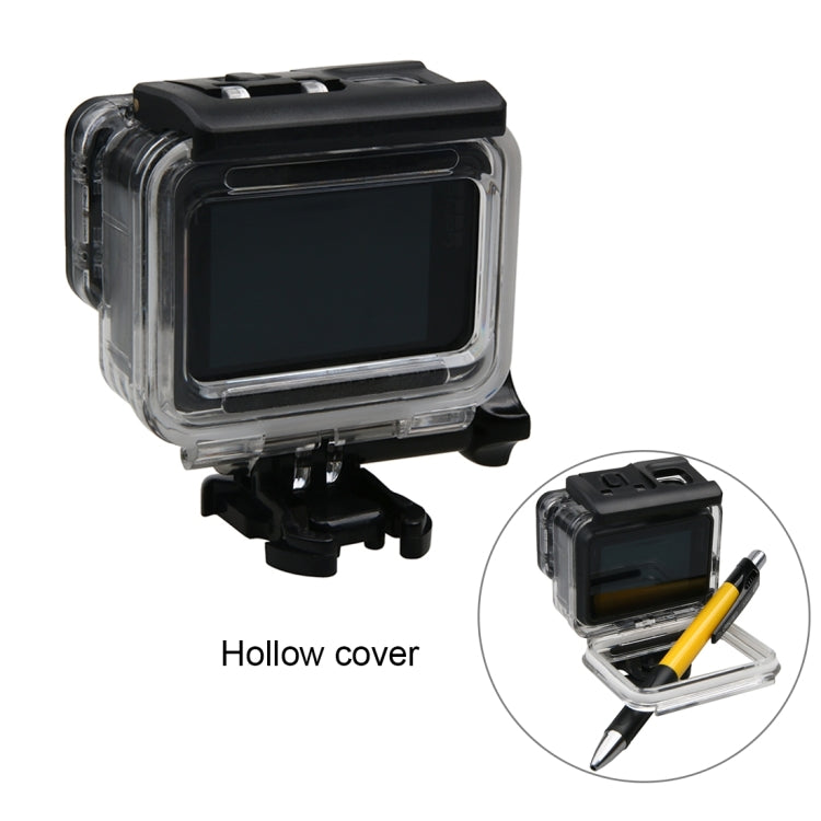 جراب واقٍ مقاوم للماء لكاميرا GoPro HERO6 / 5 + غطاء خلفي مجوف مع مشبك تثبيت أساسي وبرغي، جراب مقاوم للماء