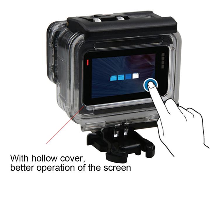 جراب واقٍ مقاوم للماء لكاميرا GoPro HERO6 / 5 + غطاء خلفي مجوف مع مشبك تثبيت أساسي وبرغي، جراب مقاوم للماء