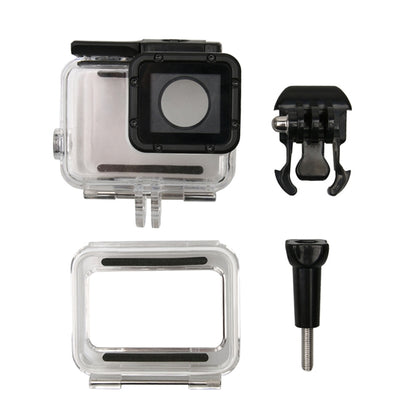 جراب واقٍ مقاوم للماء لكاميرا GoPro HERO6 / 5 + غطاء خلفي مجوف مع مشبك تثبيت أساسي وبرغي، جراب مقاوم للماء