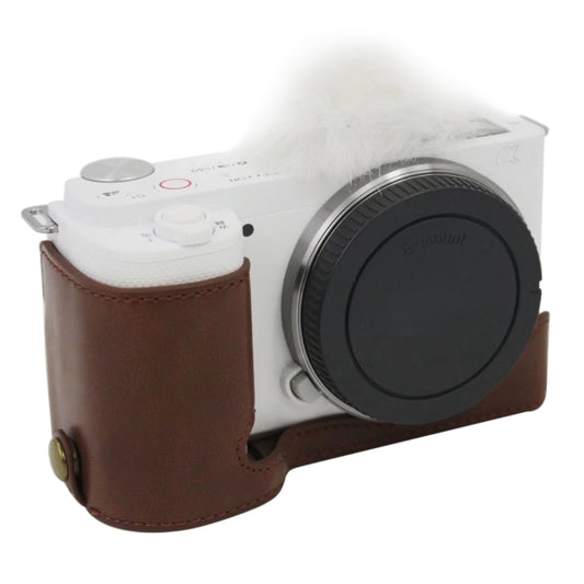 1/4 inch Thread PU Leather Camera Half Case Base for Sony ZV-E10 / ZV-E10L, For Sony ZV-E10