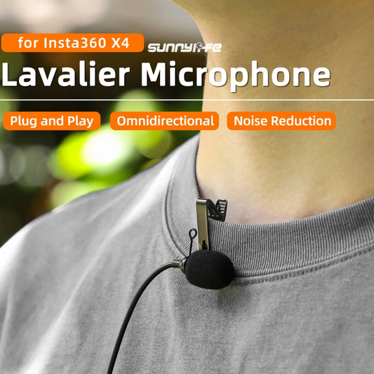 For Insta360 X4 Sunnylife Lavalier Clip Type-C Recording Microphone, For Insta360 X4