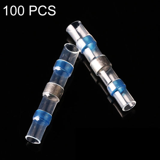 100 PCS AWG16-14 1.5-2.5mm Seal Heat Shrink Butt Wire Connectors Blue Terminals Solder Sleeve, 1.5-2.5mm Blue