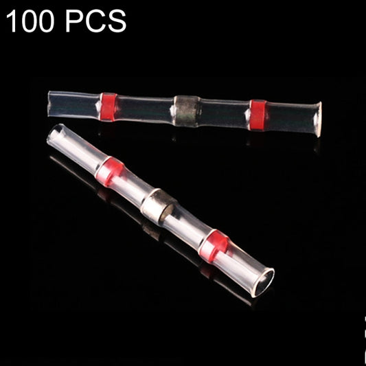 100 PCS AWG22-18 0.5-1.5mm Seal Heat Shrink Butt Wire Connectors Red Terminals Solder Sleeve, 0.5-1.5mm Red
