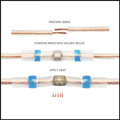 100 PCS AWG22-18 0.5-1.5mm Seal Heat Shrink Butt Wire Connectors Red Terminals Solder Sleeve, 0.5-1.5mm Red