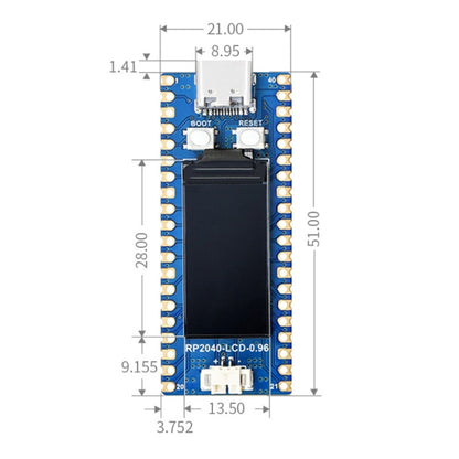 لوحة Waveshare RP2040-LCD-0.96 MCU شبيهة بـ Pico، مبنية على Raspberry Pi MCU RP2040، مع رأس دبوس، RP2040-LCD-0.96
