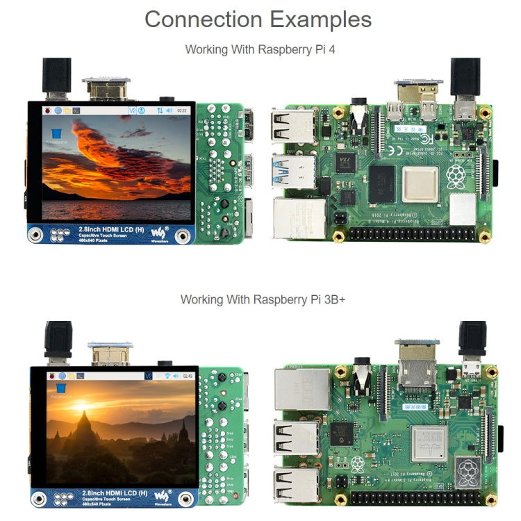شاشة Waveshare مقاس 2.8 بوصة بدقة 480 × 640 HDMI IPS LCD (H) مغلفة بالكامل