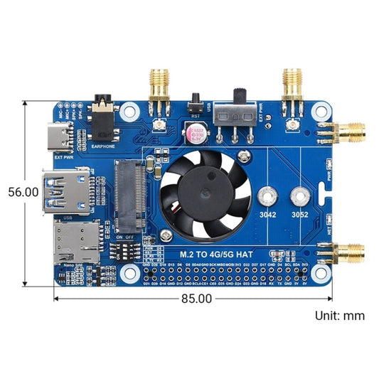 لوحة وحدة Waveshare SIM8202G-M2 5G HAT B متعددة النطاق Snapdragon X55 لـ Raspberry Pi، SIM8202G-M2 5G HAT B