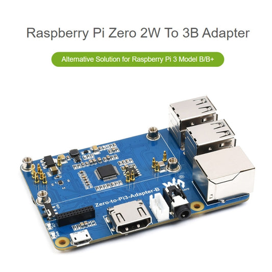 محول Waveshare Raspberry Pi Zero 2 واط إلى 3B لـ Raspberry Pi 3 طراز B/B+، Pi Zero 2 واط إلى 3B