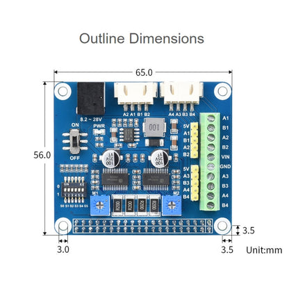 محرك متدرج Waveshare HRB8825 HAT لـ Raspberry Pi، يشغل محركين متدرجين، حتى 1/32 خطوة دقيقة