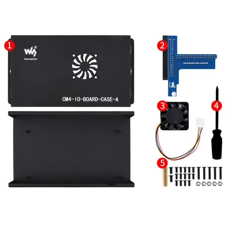 صندوق Waveshare المعدني A للوحة Raspberry Pi CM4 IO، مع مروحة تبريد
