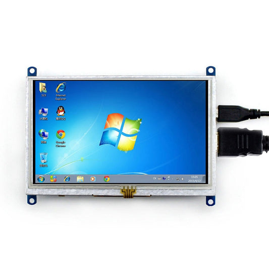 شاشة WAVESHARE LCD مقاس 5 بوصات HDMI (B) تعمل باللمس بدقة 800 × 480 لـ Raspberry Pi تدعم أنظمة مختلفة، شاشة LCD مقاس 5 بوصات HDMI (B)