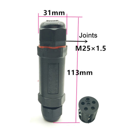 موصل كابل مستقيم XY25 IP68 مقاوم للماء بخمسة دبابيس، XY25