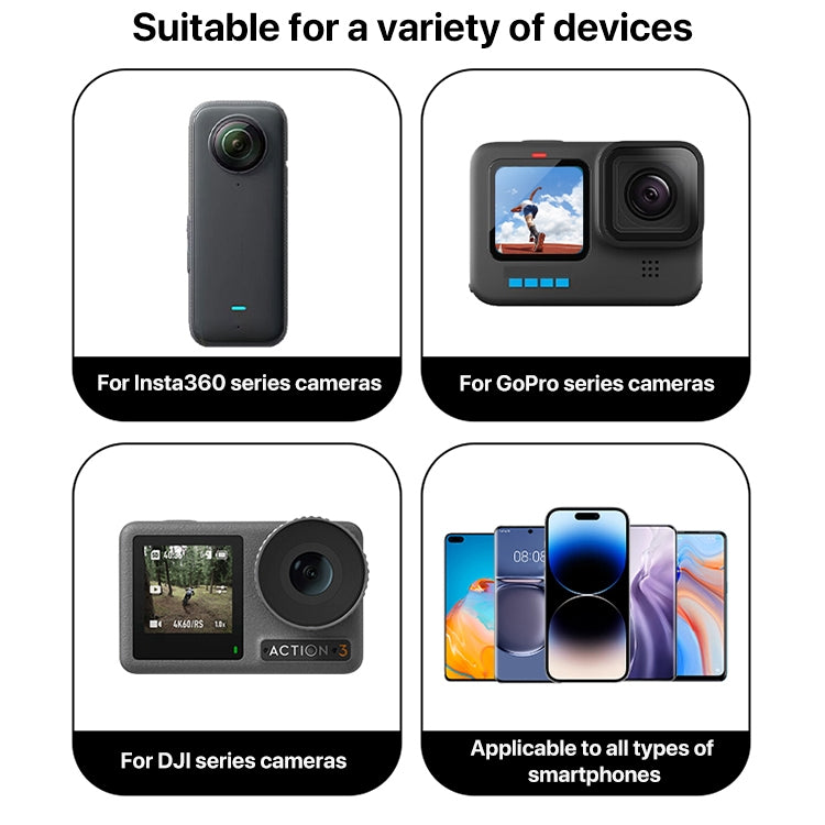 ذراع تمديد من الألومنيوم لكاميرات GoPro وInsta360 وDJI وغيرها من كاميرات الحركة