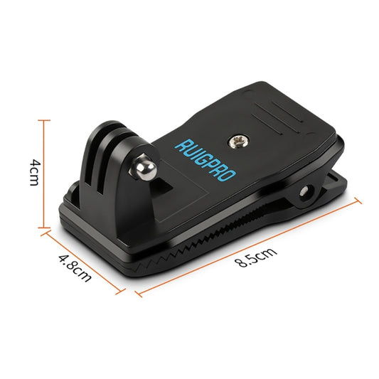 مشبك تثبيت على حقيبة الظهر RUIGPRO يدور 360 درجة مع برغي لكاميرات GoPro وInsta360 وDJI وغيرها من كاميرات الحركة، مشبك يدور 360 درجة