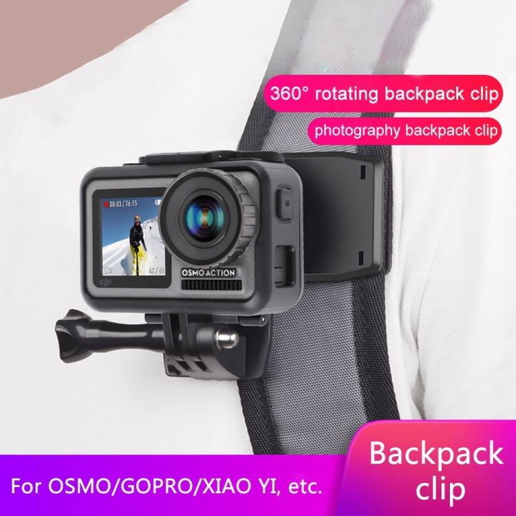 مشبك تثبيت على حقيبة الظهر RUIGPRO يدور 360 درجة مع برغي لكاميرات GoPro وInsta360 وDJI وغيرها من كاميرات الحركة، مشبك يدور 360 درجة