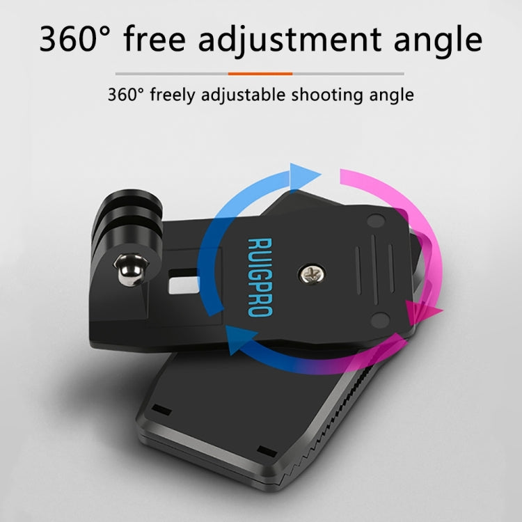 مشبك تثبيت على حقيبة الظهر RUIGPRO يدور 360 درجة مع برغي لكاميرات GoPro وInsta360 وDJI وغيرها من كاميرات الحركة، مشبك يدور 360 درجة